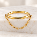 Piercing Conch Clicker Liso com Corrente - 100% em Titânio - PVD GOLD - 6ORE817