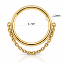 Piercing Conch Clicker Liso com Corrente - 100% em Titânio - PVD GOLD - 6ORE817