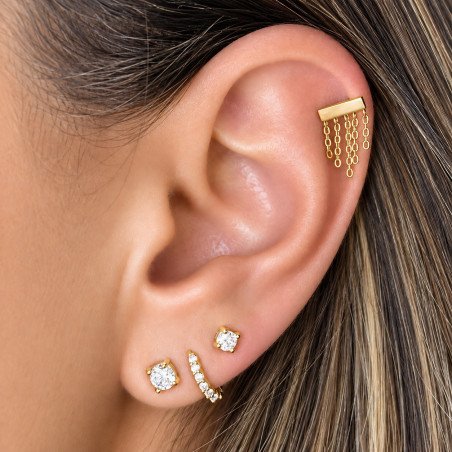 Piercing Labret Orelha - Barrinha Lisa com Correntes - 100% em Titânio  - 6ORE818