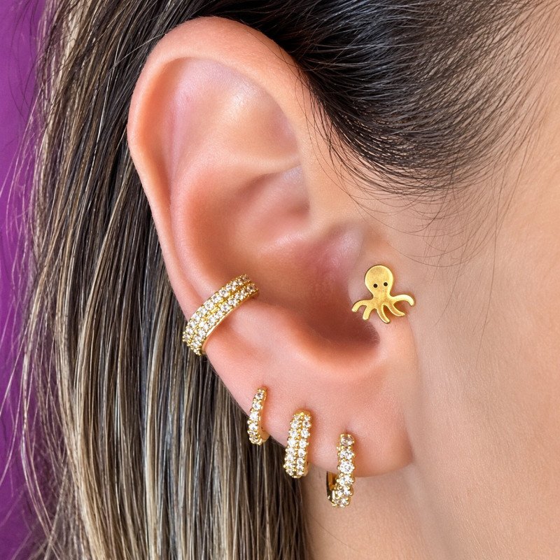 Piercing Labret Orelha - Polvo - 100% em Titânio  - 6ORE819