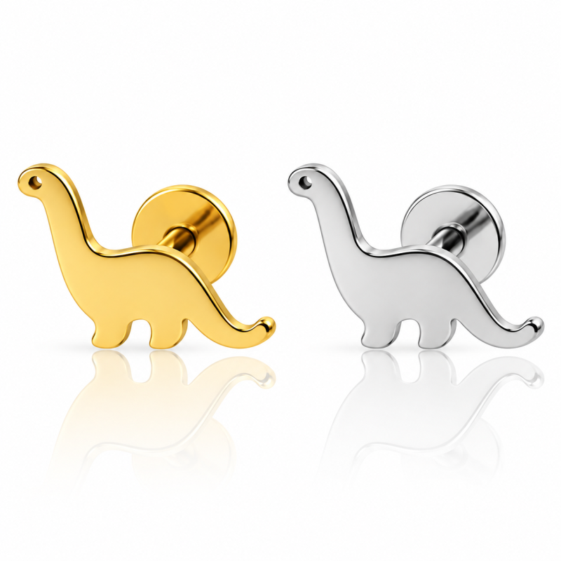 Piercing Labret Orelha - Dinossauro - 100% em Titânio  - 6ORE820
