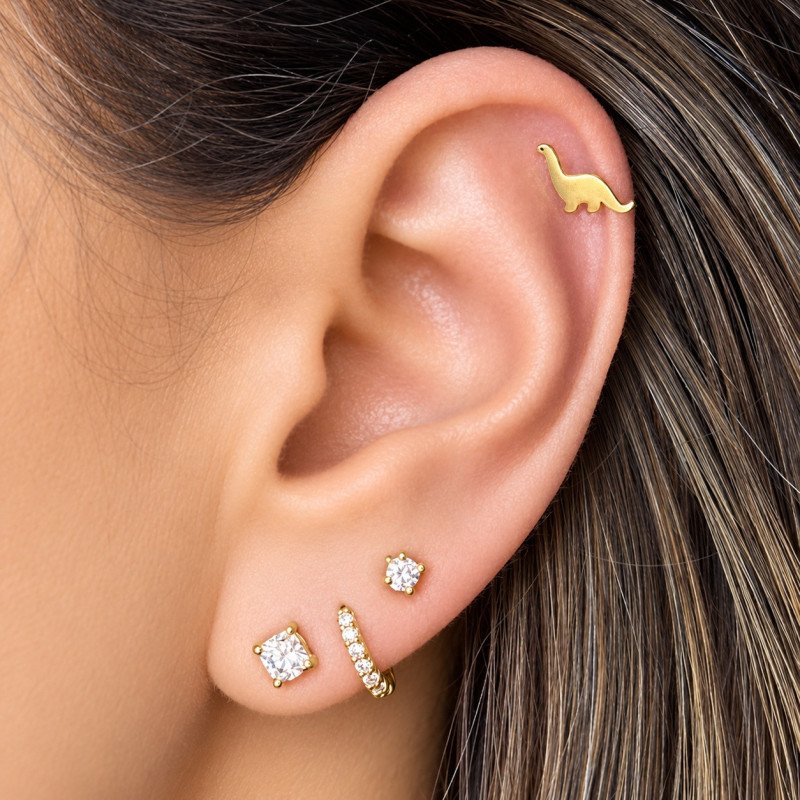 Piercing Labret Orelha - Dinossauro - 100% em Titânio  - 6ORE820
