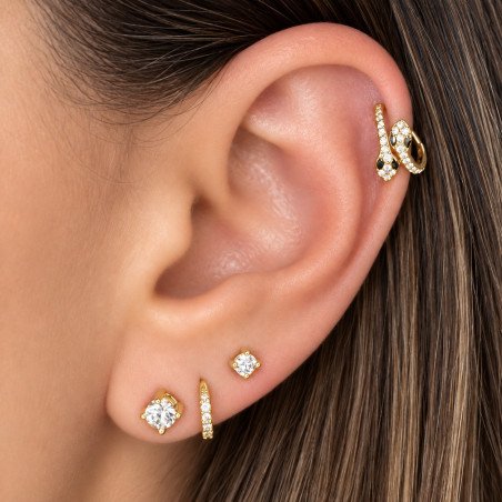 Piercing Luxo Hélix ou Conch - Argolinha Clicker em Titânio Natural - Serpente - 6ORE821