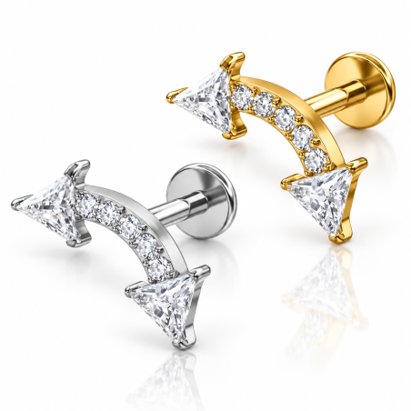 Piercing Labret de Orelha - Cluster Setas em Titânio com Zircônias - 6ORE826
