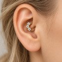 Piercing Luxo Daith - Argolinha Clicker em Titânio Natural - Flores em Zircônias - 6ORE828