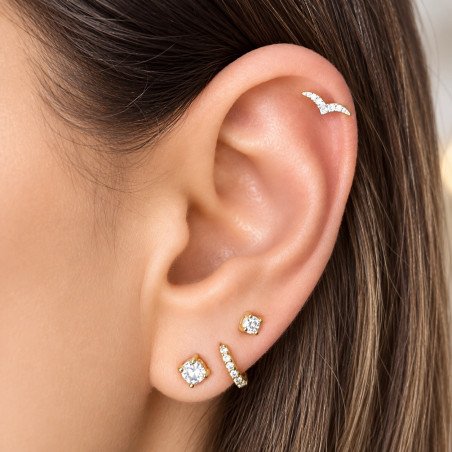Piercing Labret de Orelha - Andorinha em Titânio com Zircônias - 6ORE830