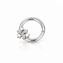 Piercing Luxo Daith - Argolinha Clicker em Titânio - com Estrelas e Zircônias - 6ORE836