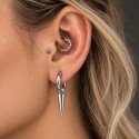Brinco Solitário Clicker Hoop - Argolinha em Aço - 6ORE840