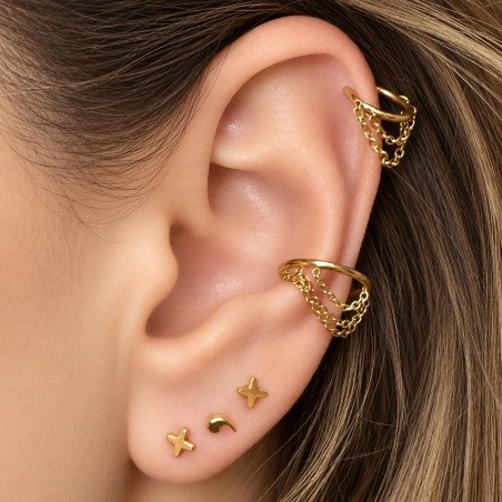 Piercing para Conch Clicker com 3 Correntinhas - 100% em Titânio  - 6ORE845