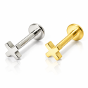 Piercing de Orelha em Titânio - X ou Cruz -  Prateado ou Banhado a Ouro - 6ORE847