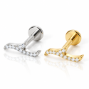 Piercing Labret de Orelha - Onda Divina em Titânio com Zircônias - 6ORE849