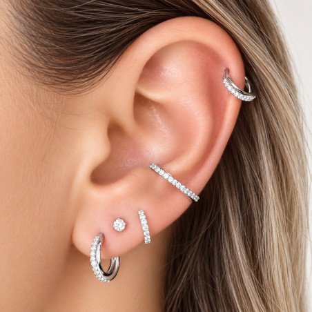 Piercing Hélix Argolinha Entrelaçada Clicker Cravejada - 100% Titânio - Natural ou PVD Gold - 6ORE862