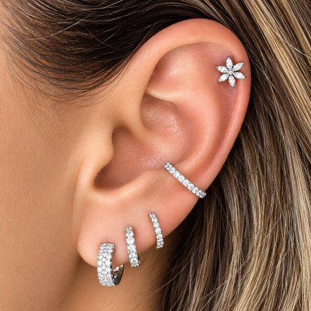 Piercing Labret em Titânio para Orelha - Margarida com Zircônias - 6ORE865