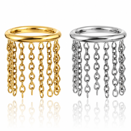 Piercing Hélix Argolinha Com Correntes Clicker - 100% Titânio - Natural ou PVD Gold - 6ORE866