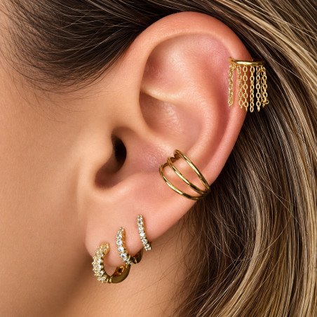 Piercing Hélix Argolinha Com Correntes Clicker - 100% Titânio - Natural ou PVD Gold - 6ORE866
