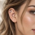 Piercing Labret Marquise Invertido em Titânio - 3 Pedras de Zircônias - 6ORE868