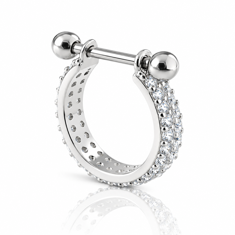Piercing de Orelha para o Conch - Fileira Dupla Cravejada - 6ORE870