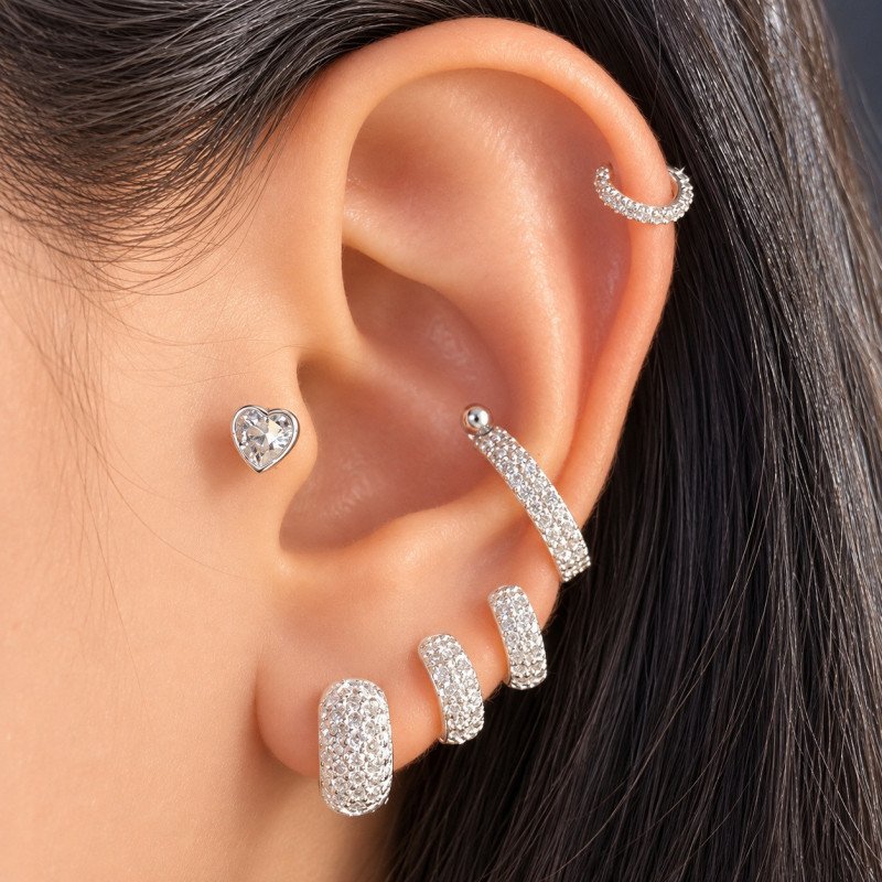 Piercing de Orelha para o Conch - Fileira Dupla Cravejada - 6ORE870