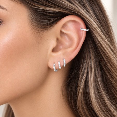 Piercing de Orelha Mini Argolinha em Prata com Zircônias - 6ORE871