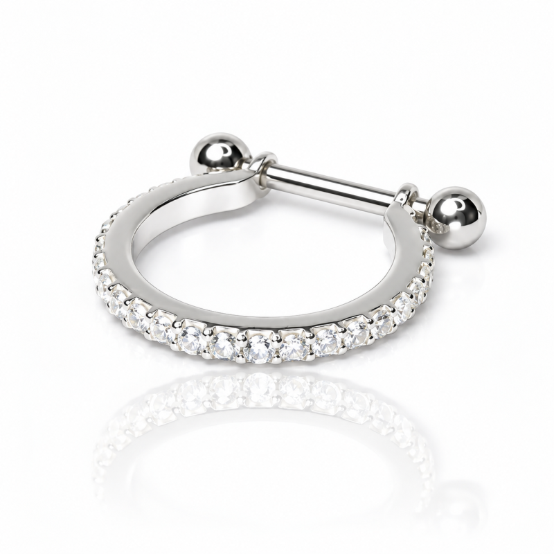 Piercing de Orelha Conch - Zircônias - Aço Cirúrgico e Prata 925 - 6ORE875