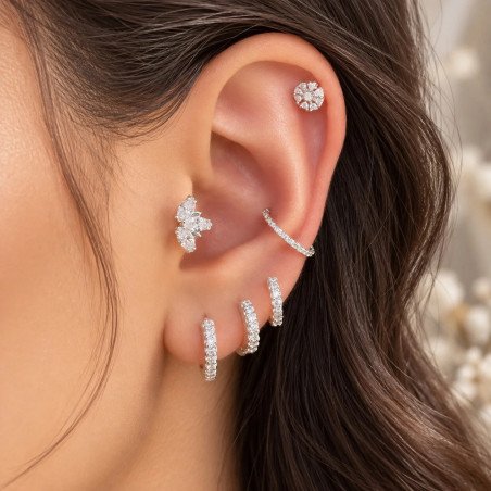 Piercing de Orelha Conch - Zircônias - Aço Cirúrgico e Prata 925 - 6ORE875
