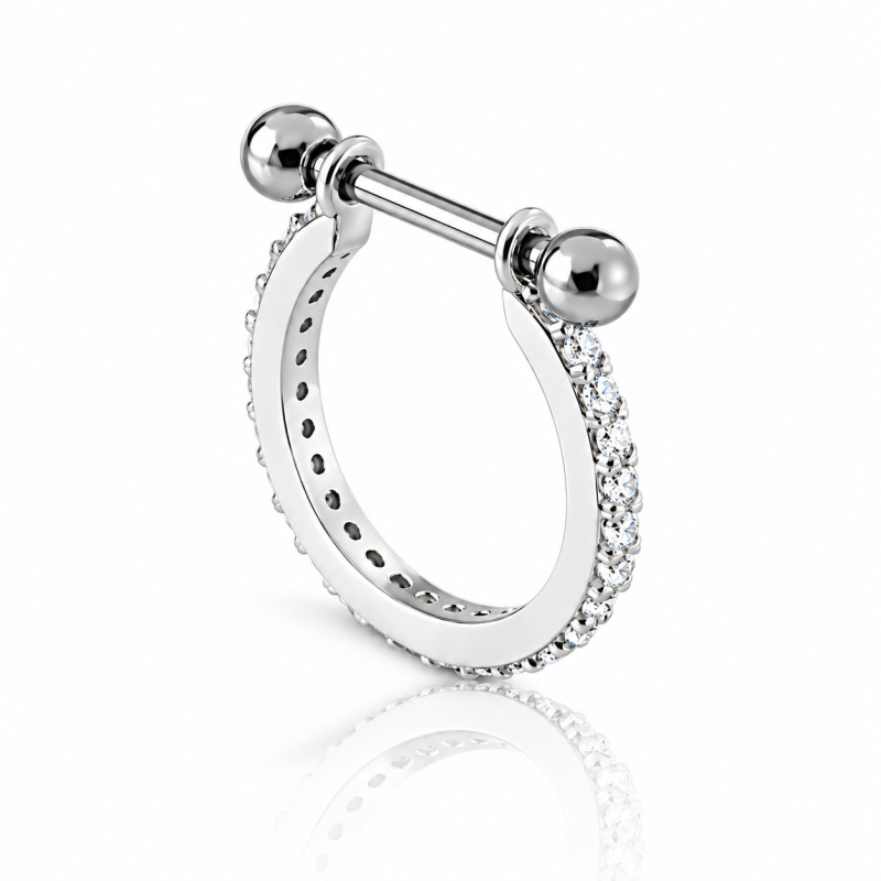 Piercing de Orelha Conch - Zircônias - Aço Cirúrgico e Prata 925 - 6ORE875