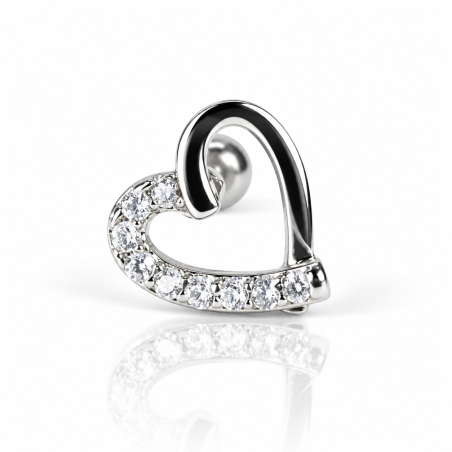 Piercing para Orelha com Lindo Coração meio Cravejado - 6ORE877