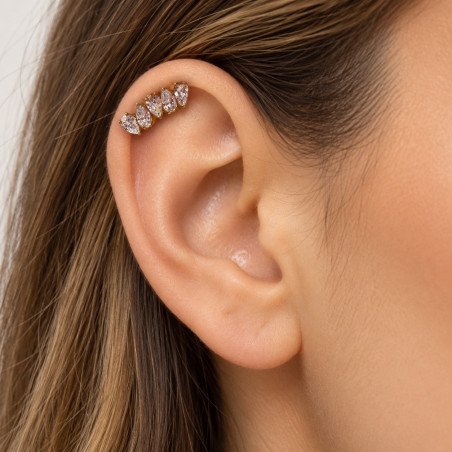 Piercing Labret de Orelha - Cluster Divino em Titânio com Zircônias - 6ORE879