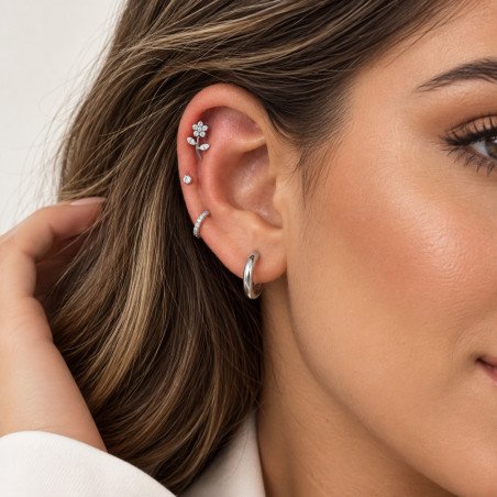 Piercing Labret em Titânio - Linha Luxo - Flor com Caule - 6ORE884