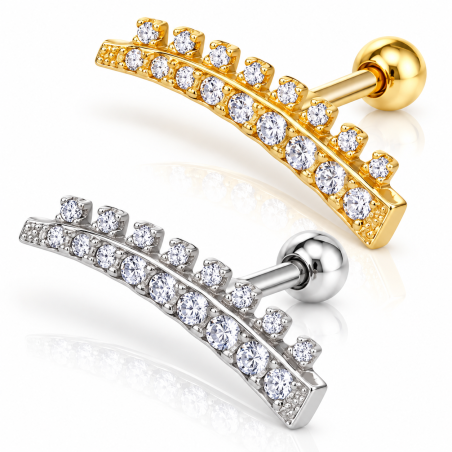 Piercing de Orelha - Cluster Arco 18 Pedras em Prata 925 com Zircônias - 6ORE886