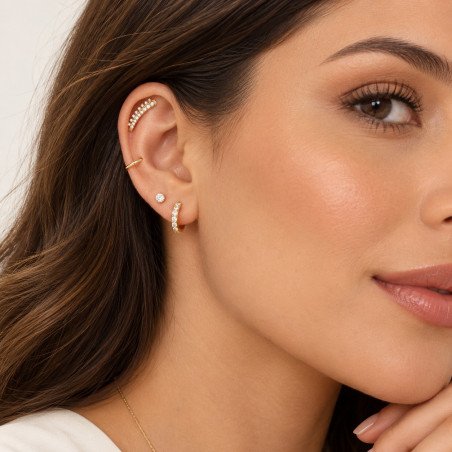 Piercing de Orelha - Cluster Arco 18 Pedras em Prata 925 com Zircônias - 6ORE886