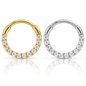 Piercing Daith ou Septo - Argolinha Clicker com Zircônias - Aço Cirúrgico - 6ORE889