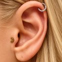 Piercing Daith ou Septo - Argolinha Clicker com Zircônias - Aço Cirúrgico - 6ORE889