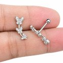 Piercing de Orelha - Cluster 3 Borboletas em Prata com Cristais - 6ORE893