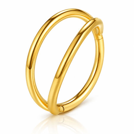 Piercing Hélix ou Conch Argolinha Clicker Dupla - 100% em Titânio PVD Gold - 6ORE894