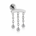 Piercing Labret de Orelha - Cluster Pêndulo com Correntes em Titânio com Cristais - 6ORE899