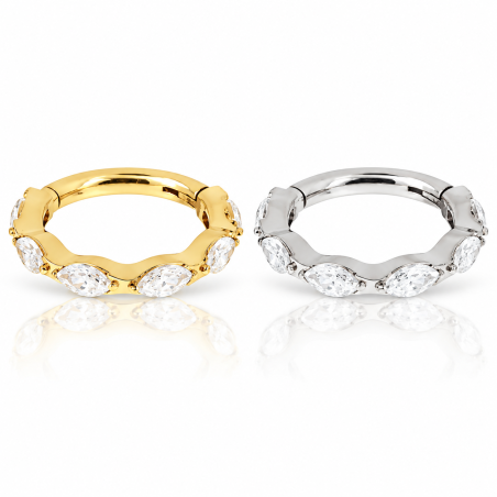 Piercing Luxo Hélix ou Conch - Argolinha Clicker em Titânio com Zircônias -6ORE900