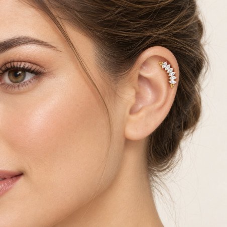 Piercing Cluster Labret em Titânio - Linha Luxo - Zircônias Navete - 6ORE902