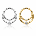 Piercing  Daith ou Septo Argolinha Clicker Meia Lua Com Zircônia - Em Titânio - 6ORE910