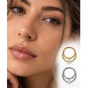 Piercing  Daith ou Septo Argolinha Clicker Meia Lua Com Zircônia - Em Titânio - 6ORE910
