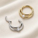 Piercing  Daith ou Septo Argolinha Clicker Meia Lua Com Zircônia - Em Titânio - 6ORE910