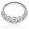 Piercing  Daith ou Septo Argolinha Clicker 7 Zircônias - Cobalto Cromo - 6ORE918