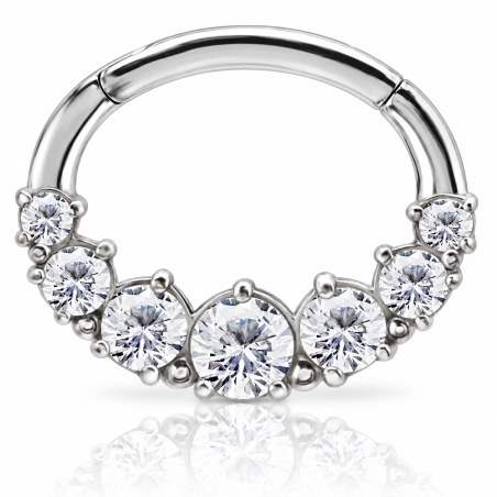Piercing  Daith ou Septo Argolinha Clicker 7 Zircônias - Cobalto Cromo - 6ORE918