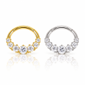 Piercing  Daith ou Septo Argolinha Clicker 7 Zircônias - Cobalto Cromo - 6ORE918