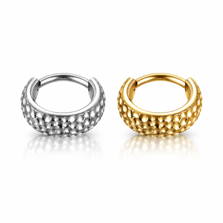 Piercing Orelha Argola Grossa Martelada - 100% em Titânio - 6ORE919