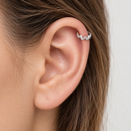 Piercing Argola Coroa com Zircônias em Aço Cirúrgico para Orelha - 6ORE920