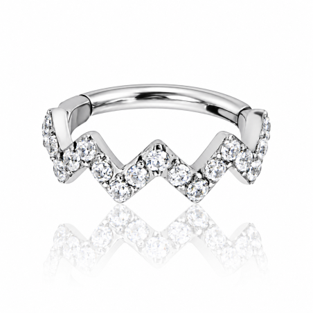 Piercing Argola Coroa com Zircônias em Aço Cirúrgico para Orelha - 6ORE920