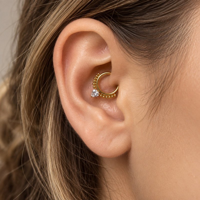 Piercing para Daith ou Septo - Argolinha Clicker Indiano - Aço Cirúrgico - 6ORE924