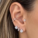 Piercing de Orelha de Argolinha com Coração em Prata com Zircônias - 6ORE927