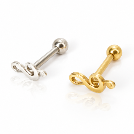 Piercing para Orelha - Clave se Sol em Prata 925 - 6ORE928